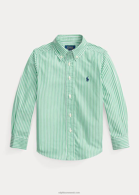 Ralph Lauren lapsed triibuline puuvillane popliinisärk PR0V6463 roheline/valge