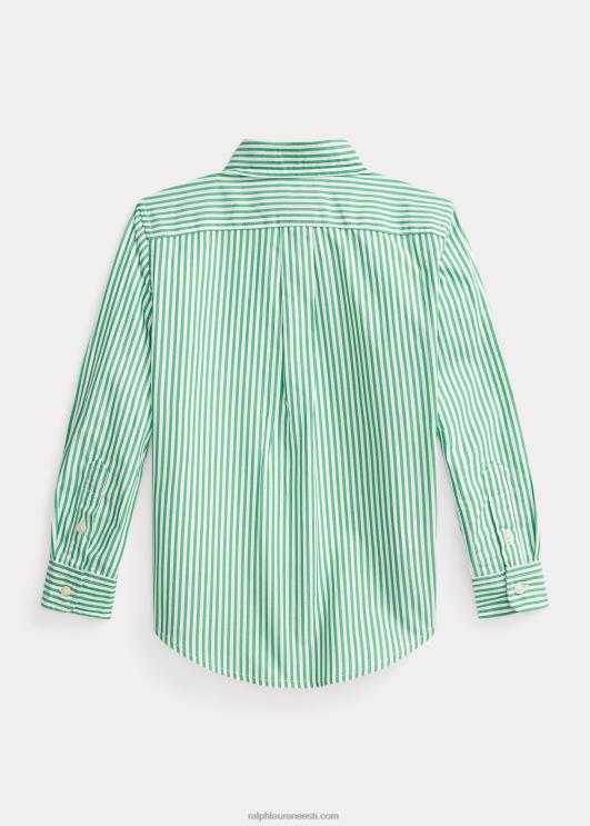 Ralph Lauren lapsed triibuline puuvillane popliinisärk PR0V6463 roheline/valge