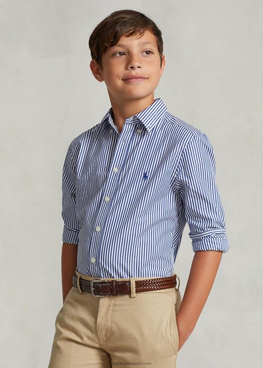 Ralph Lauren lapsed triibuline puuvillane popliinisärk PR0V6546 mereväe/valge