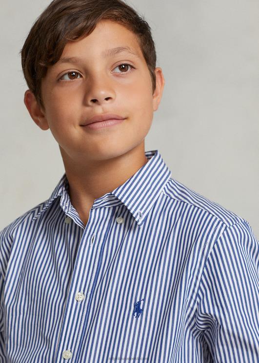 Ralph Lauren lapsed triibuline puuvillane popliinisärk PR0V6546 mereväe/valge