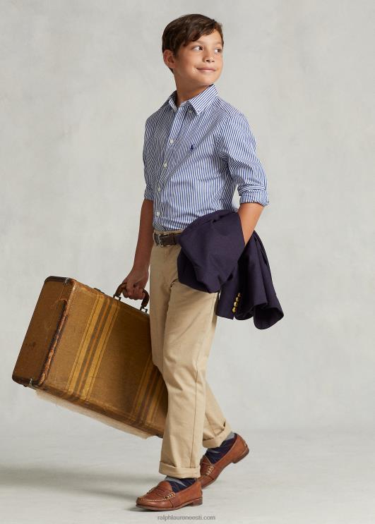 Ralph Lauren lapsed triibuline puuvillane popliinisärk PR0V6546 mereväe/valge