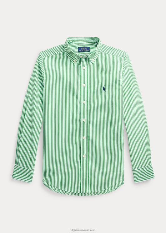 Ralph Lauren lapsed triibuline puuvillane popliinisärk PR0V6595 roheline/valge
