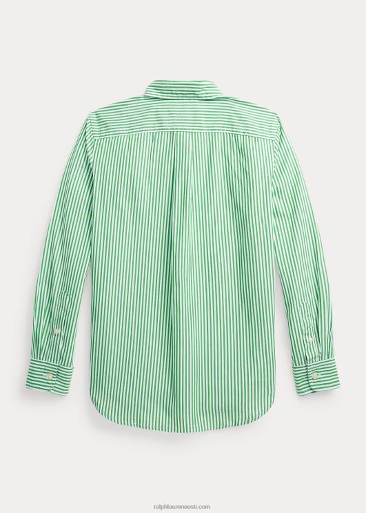 Ralph Lauren lapsed triibuline puuvillane popliinisärk PR0V6595 roheline/valge