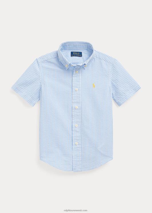 Ralph Lauren lapsed triibuline seersucker lühikeste varrukatega särk PR0V6422 sinine/valge