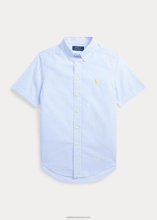 Ralph Lauren lapsed triibuline seersucker lühikeste varrukatega särk PR0V6594 sinine/valge