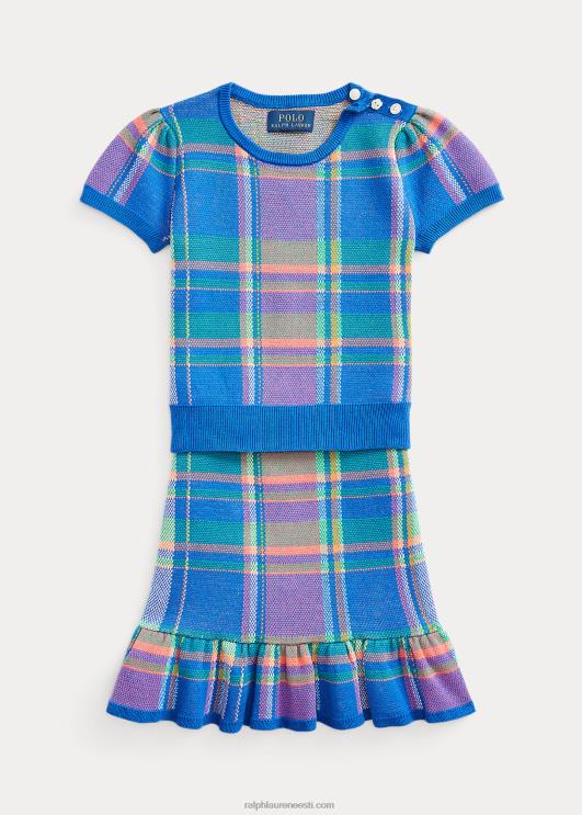 Ralph Lauren lapsed ruuduline puuvillane kampsuni ja seeliku komplekt PR0V7380 safiirist täht