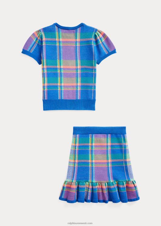 Ralph Lauren lapsed ruuduline puuvillane kampsuni ja seeliku komplekt PR0V7380 safiirist täht