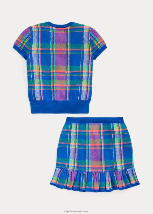 Ralph Lauren lapsed ruuduline puuvillane kampsuni ja seeliku komplekt PR0V7531 safiirist täht