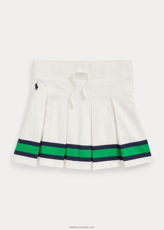 Ralph Lauren lapsed triibuline plisseeritud jersey skort PR0V7133 tekipesu valge