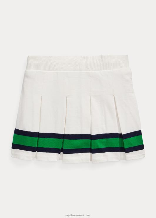 Ralph Lauren lapsed triibuline plisseeritud jersey skort PR0V9962 tekipesu valge
