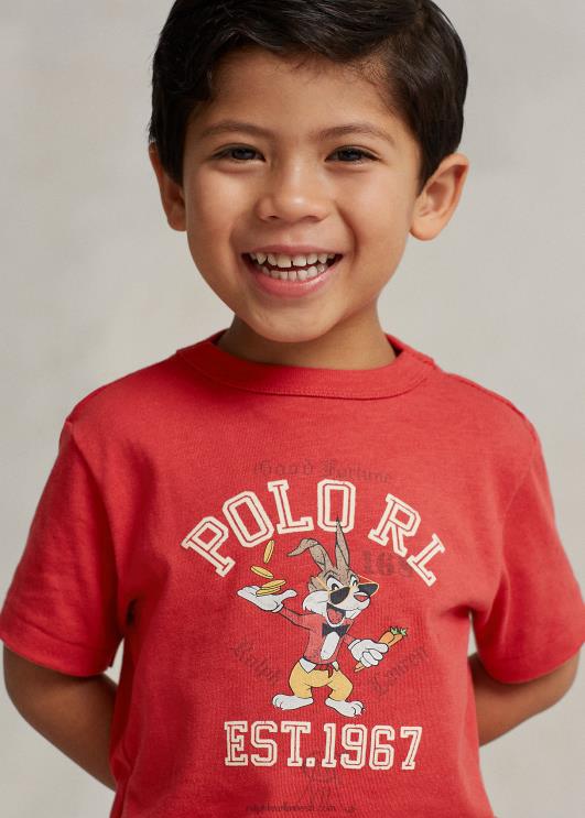 Ralph Lauren lapsed Kuu uusaasta puuvillane trikoosärk PR0V6437 postitus punane