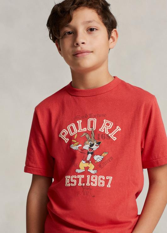 Ralph Lauren lapsed Kuu uusaasta puuvillane trikoosärk PR0V6570 postitus punane