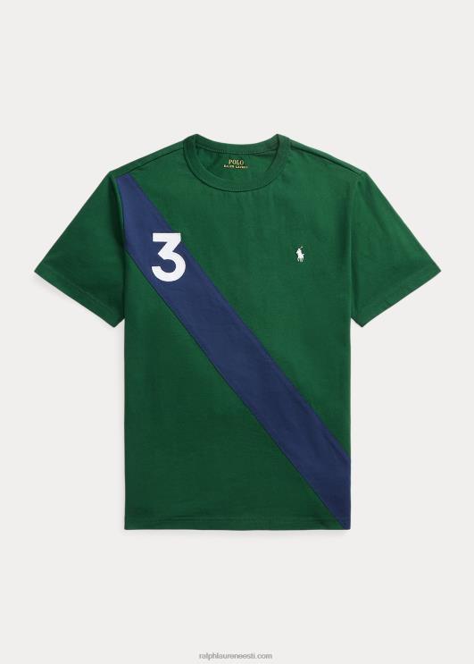 Ralph Lauren lapsed bännertriibuline puuvillane trikoosärk PR0V6224 uus mets