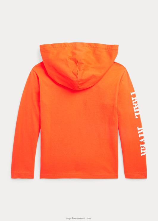 Ralph Lauren lapsed puuvillane graafiline kapuutsiga t-särk PR0V9900 aktiivne oranž