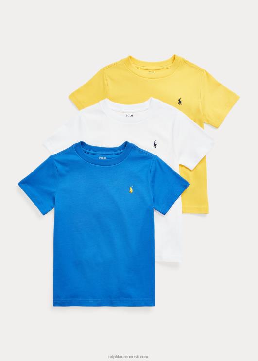 Ralph Lauren lapsed puuvillane jersey crewneck tee 3-pakk PR0V6493 sinine/valge/kollane