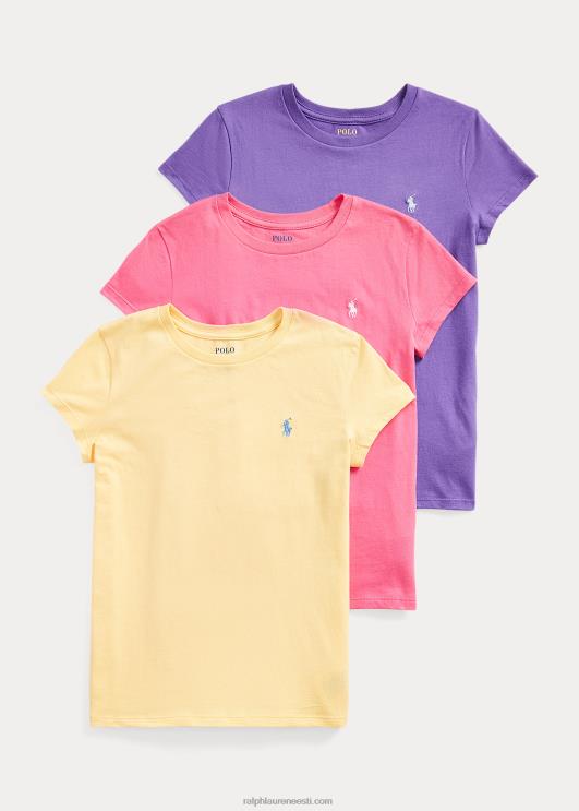 Ralph Lauren lapsed puuvillane jersey crewneck tee 3-pakk PR0V7561 impeerium kollane/roosa
