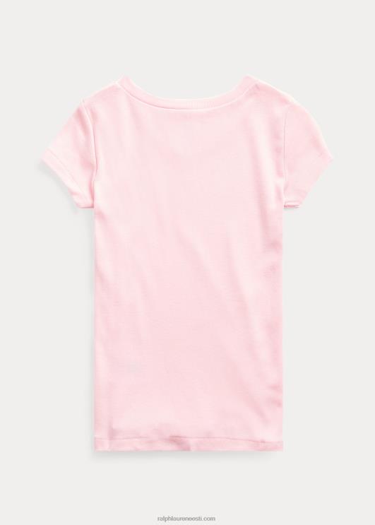 Ralph Lauren lapsed puuvillane-modaalne v-kaelusega t-särk PR0V6956 karmeli roosa