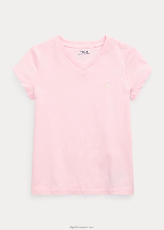 Ralph Lauren lapsed puuvillane trikoo v-kaelusega särk PR0V6914 roosa varjund