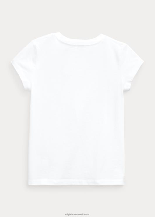 Ralph Lauren lapsed puuvillane trikoo v-kaelusega särk PR0V6915 valge