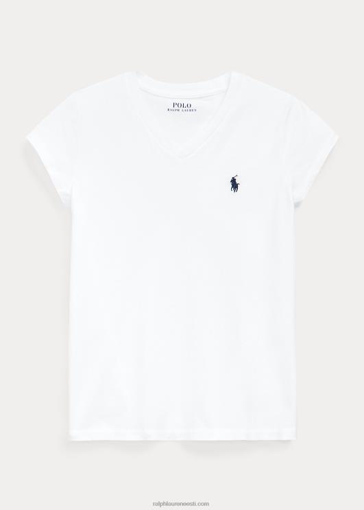 Ralph Lauren lapsed puuvillane trikoo v-kaelusega särk PR0V7213 valge