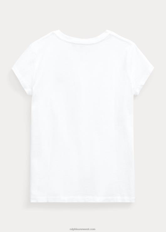 Ralph Lauren lapsed puuvillane trikoo v-kaelusega särk PR0V7213 valge