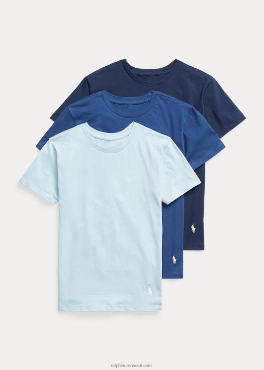 Ralph Lauren lapsed täispuuvillane kaelusega 3-pakk PR0V6407 surfisinine/bali sinine