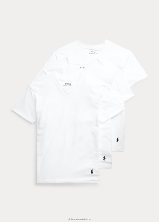 Ralph Lauren lapsed täispuuvillane v-kaelus 3-pakk PR0V6412 valge/ristluslaev