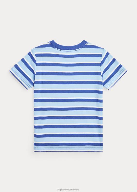 Ralph Lauren lapsed triibuline puuvillane jersey tasku särk PR0V5758 kuningliku mereväe multi