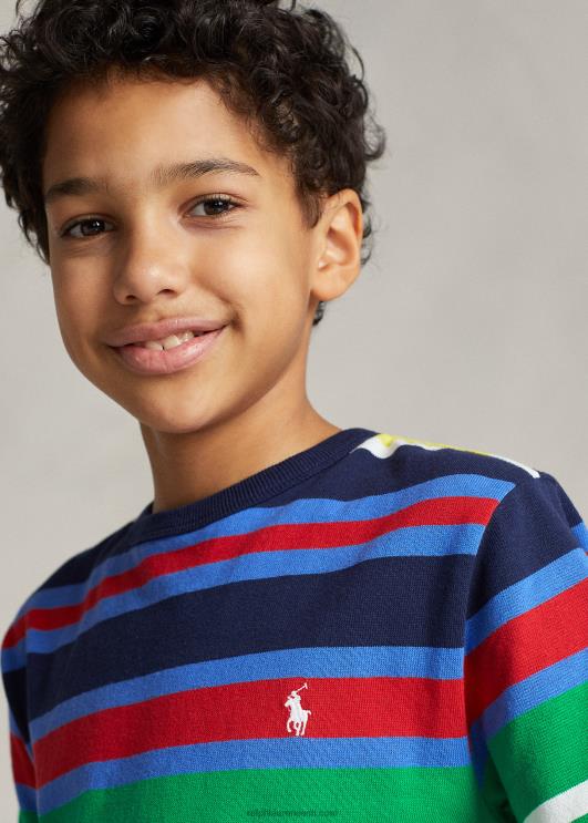 Ralph Lauren lapsed triibuline puuvillane trikoosärk PR0V5998 Newporti mereväe multi