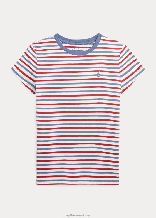 Ralph Lauren lapsed triibuline puuvillane trikoosärk PR0V7578 tekipesu valge multi