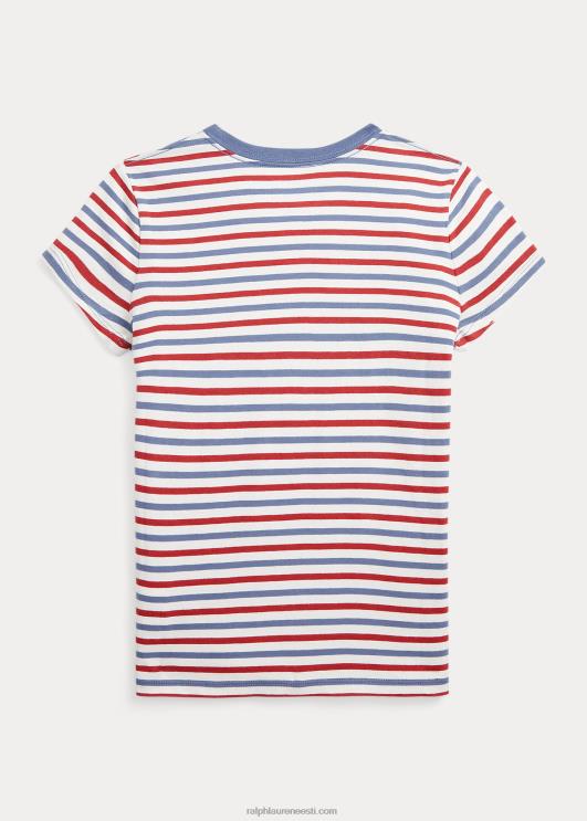 Ralph Lauren lapsed triibuline puuvillane trikoosärk PR0V7578 tekipesu valge multi