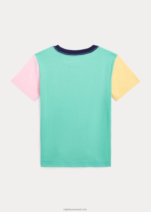 Ralph Lauren lapsed värviblokeeritud puuvillane tasku t-särk PR0V5782 sadamasaar sinine multi