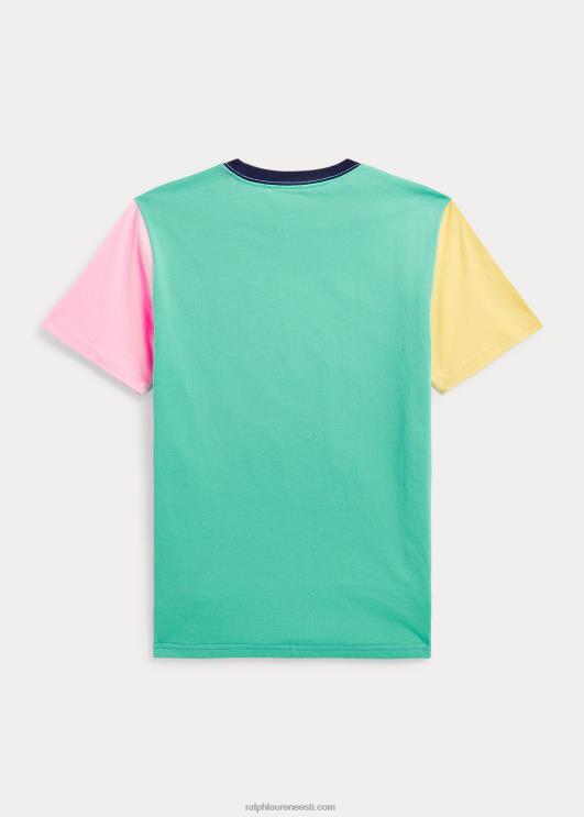 Ralph Lauren lapsed värviblokeeritud puuvillane tasku t-särk PR0V9852 sadamasaar sinine multi