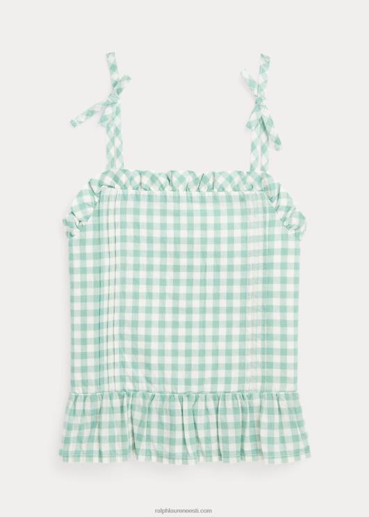 Ralph Lauren lapsed hõlmikpuuvillane madras top PR0V6848 pleekinud piparmünt/tekipesu valge