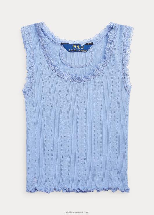 Ralph Lauren lapsed pointelle-kootud puuvillane topp PR0V6833 kanal sinine