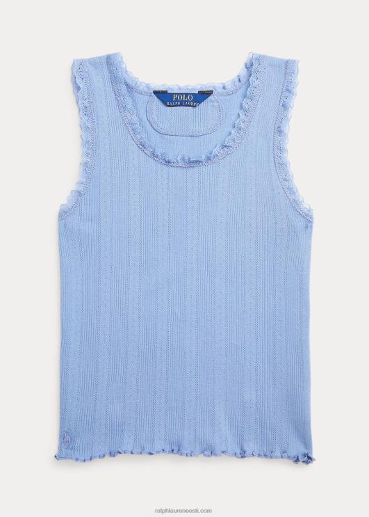 Ralph Lauren lapsed pointelle-kootud puuvillane topp PR0V7078 kanal sinine