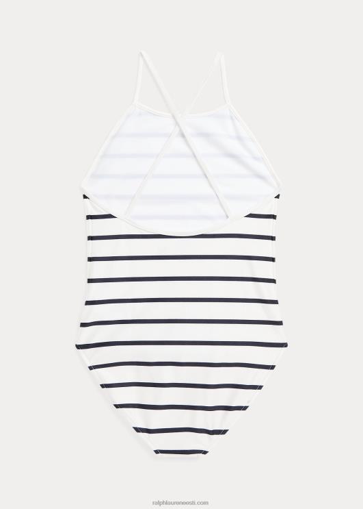 Ralph Lauren lapsed triibuline veniv ühes tükis ujumistrikoo PR0V7338 tekipesuvahend valge/merepunane