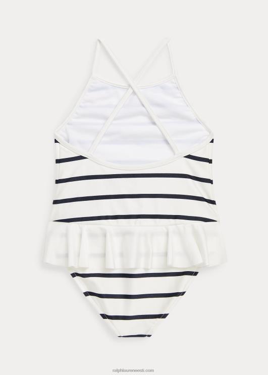 Ralph Lauren lapsed triibuline veniv ühes tükis ujumistrikoo PR0V7342 tekipesuvahend valge/merepunane