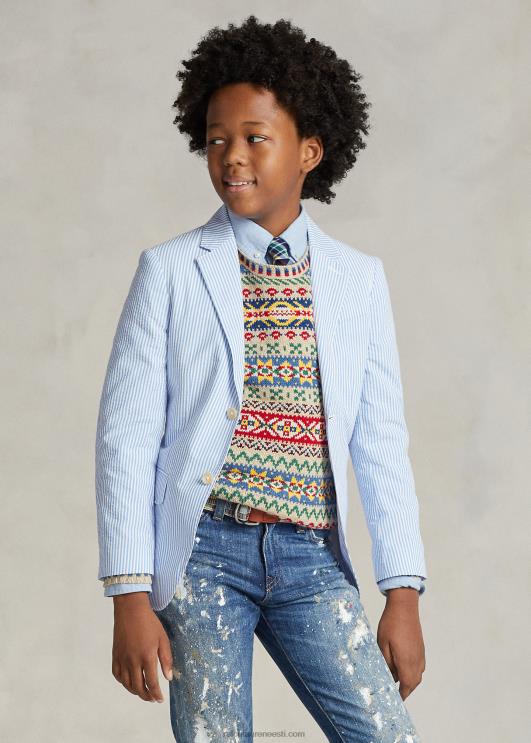 Ralph Lauren lapsed polo puuvillane seersucker ülikonna jope PR0V6007 sinine/valge