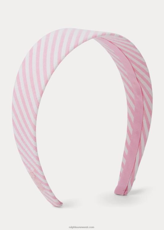 Ralph Lauren lapsed triibuline puuvillane peapael PR0V7171 valge/karmelroosa