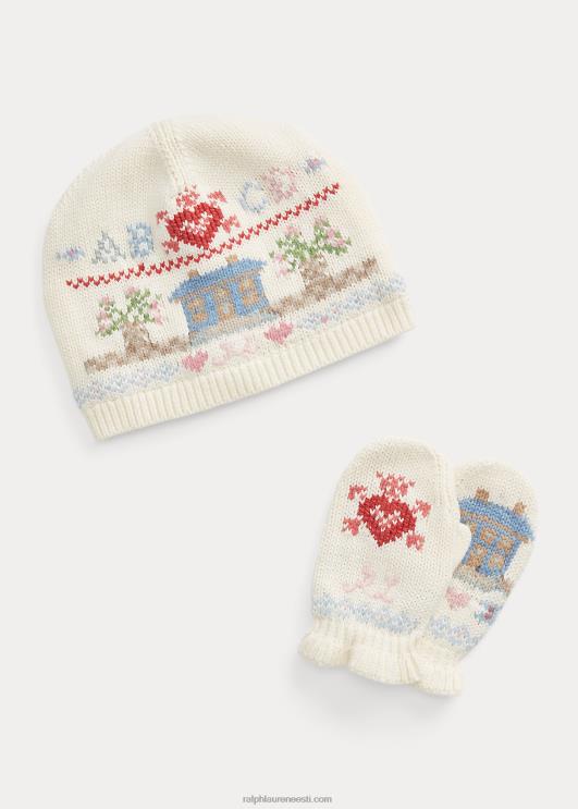 Ralph Lauren lapsed fair isle vatist mütsi ja labakindade komplekt PR0V7463 klubimaja kreem
