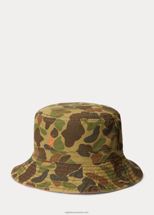 Ralph Lauren lapsed ümberpööratav puuvillane ämbrimüts PR0V6670 purjetamine oranž/camo multi