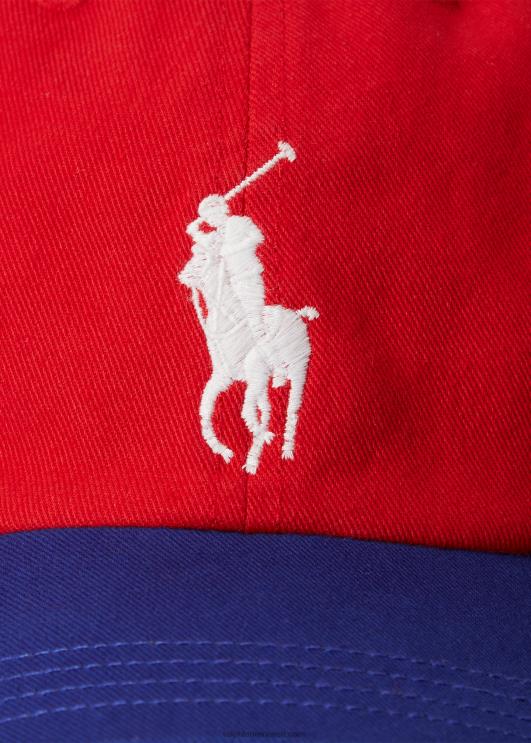 Ralph Lauren lapsed suur poni puuvillane toimse palliga müts PR0V6636 rl 2000 punane multil