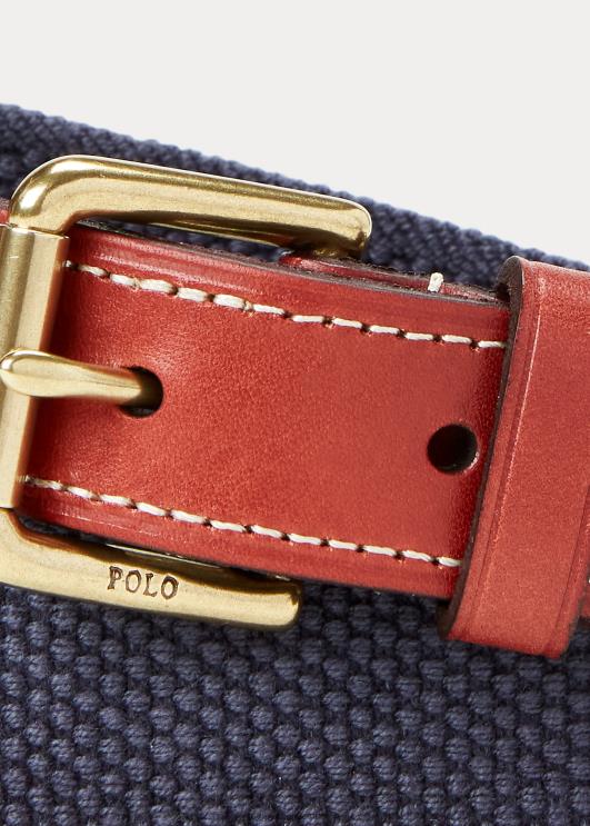 Ralph Lauren lapsed nahkkattega puuvillane vöö PR0V6243 merevägi