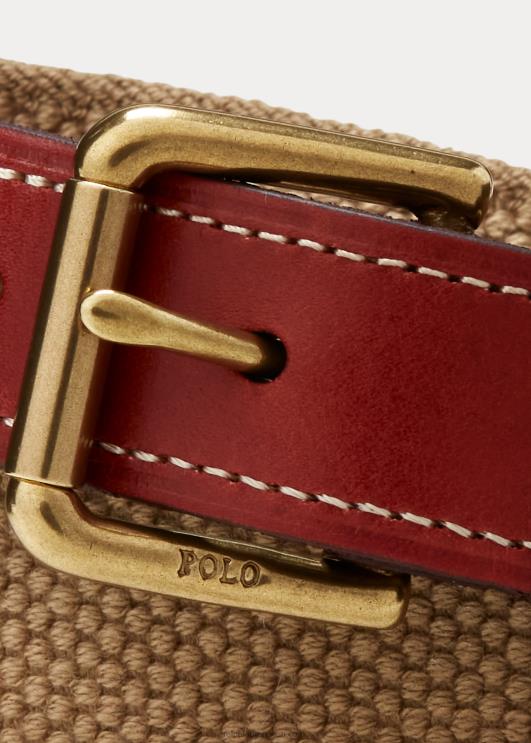 Ralph Lauren lapsed nahkkattega puuvillane vöö PR0V9871 khaki