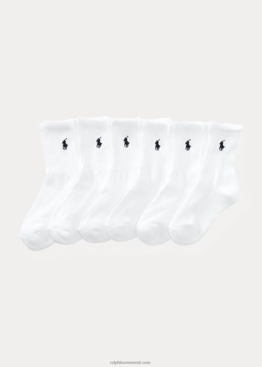 Ralph Lauren lapsed klassikaline crew sokk 6-pakk PR0V5966 valge