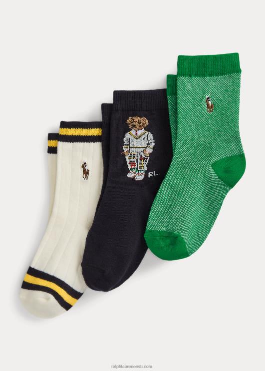 Ralph Lauren lapsed polo bear crew sokk 3-pakendis kinkekomplekt PR0V9804 assortii