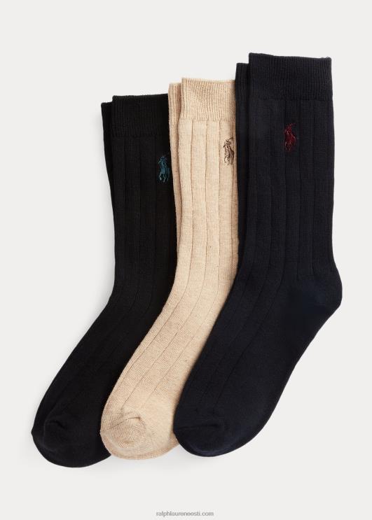 Ralph Lauren lapsed soonikuga puuvillasegu kleit-sokk 3-pakk PR0V6262 merevägi