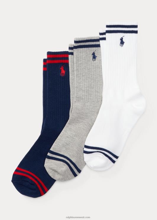 Ralph Lauren lapsed triibuline crew sokk 3-pakk PR0V6330 assortii