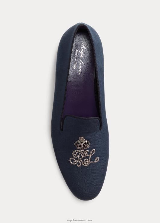 Ralph Lauren mehed alonzo väärismetallikangidega linasest sussist PR0V8745 brasiilia sinine